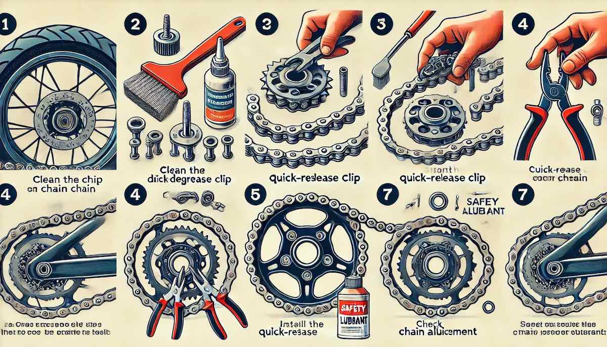 Mettre attache rapide sur chaine de moto